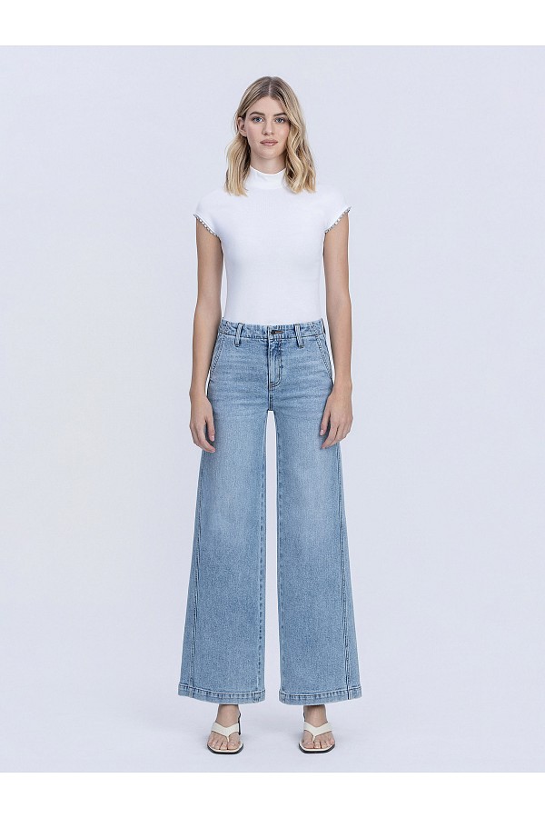 HIGH RISE TROUSER HEM TWIST WIDE LE...